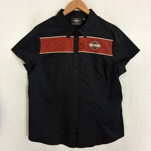 Harley Davidson Mechanics Shirt Womens XL Button Up Embroidered Biker Motorcycle